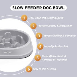 YINEYA 2Pcs Slow Feeder Dog Bowls Small Size Dog, Anti-Choking Dog Slow Feeder Bowl, Slow Feeder Cat Bowl, Cat Food Bowl Slow Feeder, Small Dog Bowls Slow Feeder, Cat Supplies for Puppies and Cats