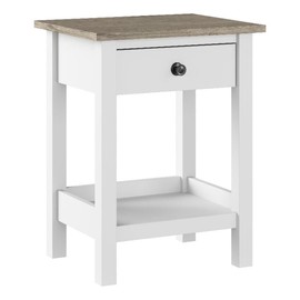 Bush Home Mayfield Small Nightstand with Drawer in Pure White and Shiplap Gray | Storage for Living Room, Bedroom, or Home Office