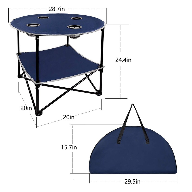 LESES Portable Picnic Table with Shelf Beach Table Outdoor Folding