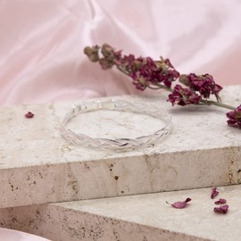 Tuscany Silver Women's Sterling Silver Twisted Flexible Herringbone Bracelet of 19cm/7.5