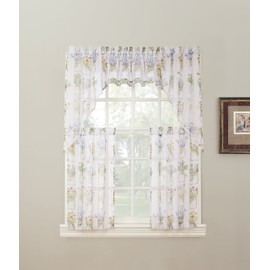 No. 918 46373 Eve's Garden Floral Print Kitchen Curtain Valance, 54" x 14", White