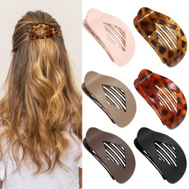 Wapasezyar Entenschnabel Haarspangen Damen, Flache Haarklammern für Dünnes Dickes Haar, Französische Haarspange Einfache Elegante Rutschfest Flat Claw Clip (Matt und Leopardenmuster, 6 Stück)