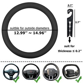 Directo Negro Silicona Auto Cubierta del Volante del Coche 13"-15" / 33-38cm, con 4 piezas Gancho de Ventilación de Aire
