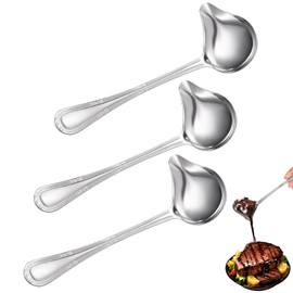 3 Stück Soßenlöffel aus Edelstahl,Saucenkelle mit Ausgießer, 20cm Saucenlöffel Spülmaschinengeeignet,Küchenhelfer aus Edelstahl,Suppenkelle Silber für Dressings Suppensoßen Bratensoßen