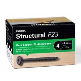 Starborn Structural XF23CT400 F23 Deck Ledger/Multipurpose Flat Head Wood Screw - Black - 50 Count - 0.23" x 4"