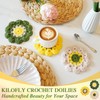 kilofly 12 pc Flower Crochet Coasters for Drinks 12cm 4.7"