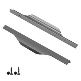 Fatiya 2 Pieces Aluminium Alloy Finger Pulls for Cabinets, 11.8 Inch Cabinet Edge Pull Handles, Concealed Hidden Draw Pull for Wardrobe Kitchen Bathroom Drawers (Black)