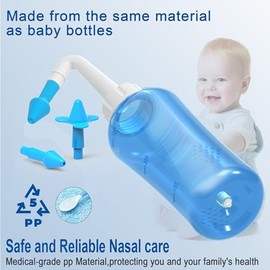 Neti Pot - Kit de enjuague sinusal, botella de enjuague sinusal, limpiador de lavado de nariz, enjuague a presión para adultos y niños, botella de enj