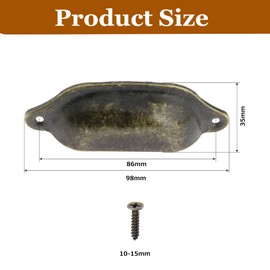 Yetaha 10pcs Door Drawer Cup Handles Bronze Cabinet Shell Cupped Handle Pull Knob 98 * 35mm Antique Cupboard Office Cabinet Furniture Bedroom Wardrobe Closet Dresser Shell Pull Handles with Screws