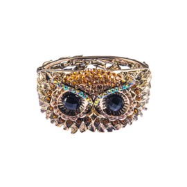 Alilang Owl Face Bracelet Antique Bird Crystal Rhinestone Costume Cuff Bangle