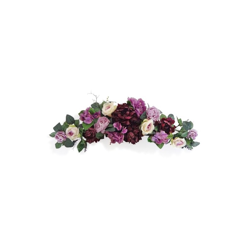 32" Rose/Peony/Hydrangea Swag (Eggplant)