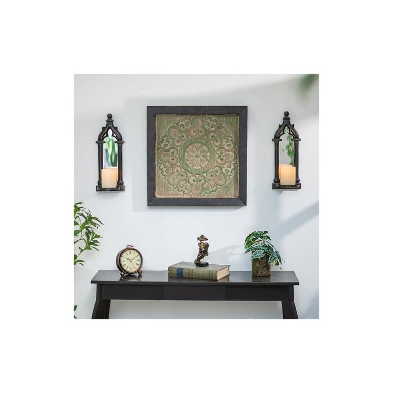 Walasis Candle Sconces Black Wall Decor - Gothic Dark Mirror