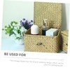 BUGUUYO 1pc Natural Seaweed Woven Storage Box Lid Square Desktop
