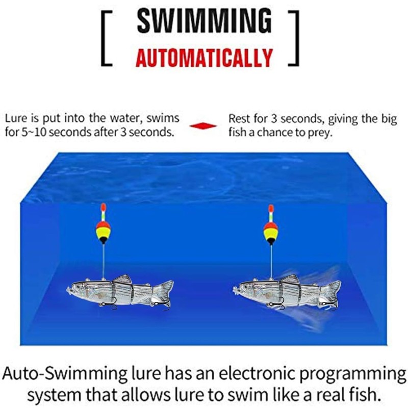 Robotic Swimming Electric Fishing Lures 5.12" USB Rechargeable LED Light