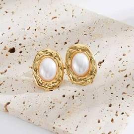 DIAMANTIO 18K Gold Plated, Elegant Pearl Drop Earrings for Women – Gold-Tone Twist Wire Dangle Earrings with Faux Pearls, Vintage-Inspired Statement Jewelry #D210325