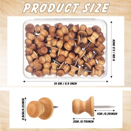 Sawysine 80 Pcs Wood Push Pins, Cute Thumb Tacks Decorative Push Pins for Cork Boards Mountain Forest Rustic Classroom Decor Map Photos Calendar and Home Office Craft Projects(Simple)