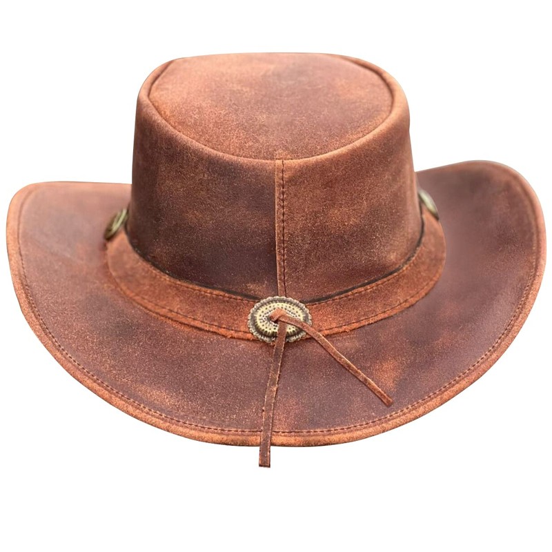 Brandslock Australian Leather Hat with Braided Band Original Cowboy Australian