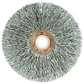 Weiler 16973 3" Crimped Wire Wheel, .014"Stainless Steel Fill, 1/2"-3/8"Arbor Hole, Made in the USA