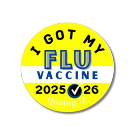 1" I Got My Flu Shot 2025-26 Season Stickers, Quality IZ (1 roll, 100/roll) (Yellow)