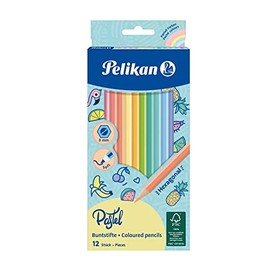 Pelikan® Wooden Pencils Pack of 12 Pastel Graphite 3 mm for Drawing Painting Sketches Creative DIY Colourful for Teenagers Children to School Nursery