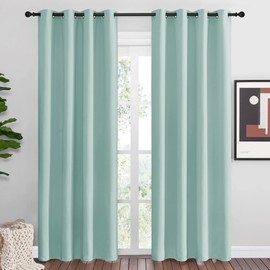NICETOWN NICETOWN Aqua Blue Blackout Curtains 86" Long for Office, Dining Room, Guest Room, Sound Reducing Heat and Cold Block Curtain Panels for Modern Room Decorative (55" Wide by 86" Long, 2 Pieces)