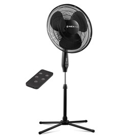 NEXAIR 16 Inch Oscillating Pedestal Stand Up Fan, Quiet Operating Room Fan with Remote Control, 3 Speed, Auto Off Timer, Black