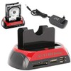 KesCom USB 3.0 Docking Station for S-ATA and IDE PATA Hard Drives with Card Reader Red
