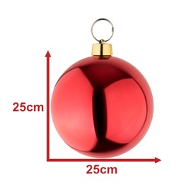 your castle Large Christmas Tree Baubles, Shiny Red, 25 cm Diameter High quality for indoor use and weatherproof for outdoor use. With suspension and steel ring.