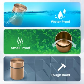 Metal Tin for Herbs, Pills and Spices, Diameter 45 x 34 mm, Odour-Proof and Waterproof, Metal Aluminium, Premium Stash Transport Box, High-Quality Tube Sleeve Box, Storage, Clean Design (Green)