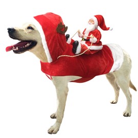 BT Bear Santa Christmas Dog Costumes,Santa Claus Riding Pet Cosplay Costumes Party Dressing up Dog Outfit for Cats Puppy Small Dogs (S,Red)