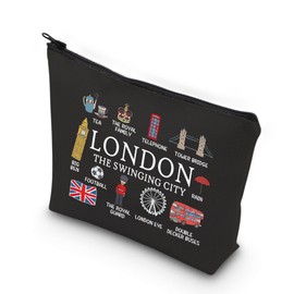 MYSOMY London Travel Gift, London Travel Makeup Bag, London Travel Souvenir, Cosmetic Bag, Gift for London Lovers, Gift, London Bag-bl, Modern