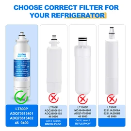 GOLDEN ICEPURE RWF3500A Refrigerator Water Filter & Air Filter Combo, Compatible with LG LT800P, Kenmore 469490, ADQ73613401, LSXS26366D, LUPXS3186N, LSXS26366S, LT120F, FL-RF20, R-9490, DWF-35