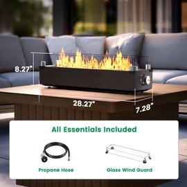 Ciays 28 Inch Table Top Propane Fire Pit, 50,000 BTU Tabletop Firepit with Glass Wind Guard & Glass Beads, Nylon Cover, Portable Outdoor Portable Fireplace for Patio and Camping