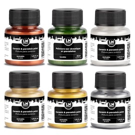 LM-Kreativ Ceramic and Porcelain Paint Set 4 x 1.52 fl oz - Pastel Magic – Dishwasher Safe – Perfect for Mug, Tile & Creative DIY Projects