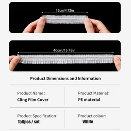 150 Pack Food Covers, Food Covers Plastic Stretch, Bowl Covers, Food Storage Covers Lids, Universal Elastic Stretch Polyethylene Bowl Lids Kitchen Supplies for Fruit/Vegetable/Meat/Food