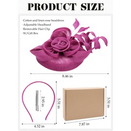 Zinniday Fascinators Hats for Women Tea Party - 1920s Rose Red Kentucky Fascinator 2026 Feather Victoria Derby Fascinators Hat with Hair Clip for Lady Girls Costume Church Holiday Party Dress Up