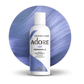 Adore Adore Semi Permanent Hair Color - Vegan and Cruelty-Free Purple Hair Dye - 4 Fl Oz - 197 Peri Winkle (Pack of 1)