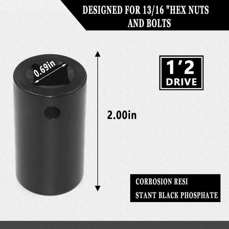 1/2-Inch Drive 13/16-Inch Penta Socket, 5 Point Impact Tool for