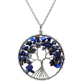 Collar de piedra trenzada para cóctel con diseño de árbol de la vida