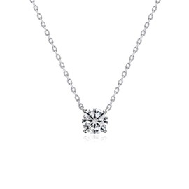 IMOLOVE Moissanite Pendant Necklace for Women, 1.5 Carat D Color Silver Pendant Necklaces for Women Trendy 4 Prong Round Cut Solitaire Necklaces for Women with 18K White Gold Plated