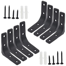 Joyangy 8pcs 3 Inch L Brackets, Heavy Duty Wall Mount Black L Corner Brackets Braces for Wood, Shelves, Cabinets, 90 Degree Triangle Shelf Support with Screws, Small Right Angle Bracket