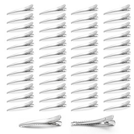 wynameleri Silver Metal French Barrette Single Prong Pin 3.1'' 2.4 inches Hair Clips Pointed Beak Clip DIY Craft 50 Packs, 60mm