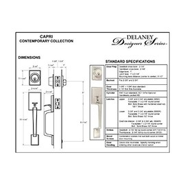 Delaney Capri Design Contemporary Satin Nickel Handleset with Cira Interior Lever Hardware (We Key Lock Orders Alike for Free)