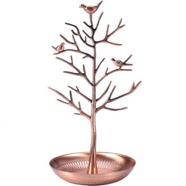 ZJchao Estante de metal para arete, organizador de joyas, soporte para árbol de exhibición en latón portátil y decorativo para aretes pulseras y collares diseño compacto para tocador y viajes