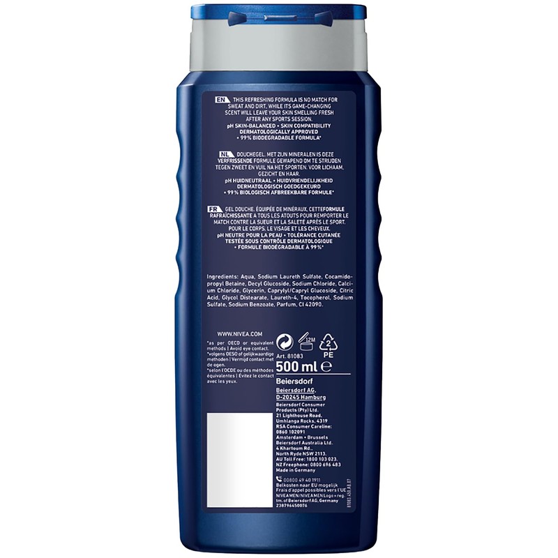 Nivea Men Sport Shower Gel, 500 ml