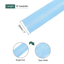 MECCANIXITY 1 Inch Single Fold Bias Tape Polyester Continuous Bulk Bias Tape for Sewing,Seaming Quilting Hemming Binding Crafts (Light Blue 10 Yards)