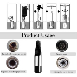 8pcs 4mm-25mm Broken Damaged Water Pipe Screw Extractor Remover Easy Pull Out Stripped Tool for Removing Screws and Bolts Thread