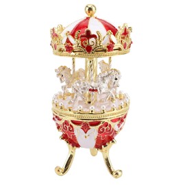 Carousel Figurine, Metal European Style Retro Adorable Delicate Carousel Decoration Home Decor, Carousel Decoration Containers Box Jewelry Organizer Elegant Enamel Classical Metal