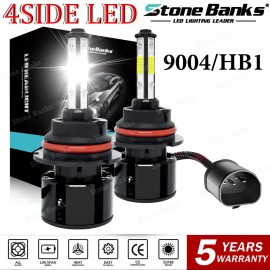 Stone Banks 9004 HB1 LED Headlights High Low Beam Kit 6500K Super Bright 4-Side LED Bulbs 2X