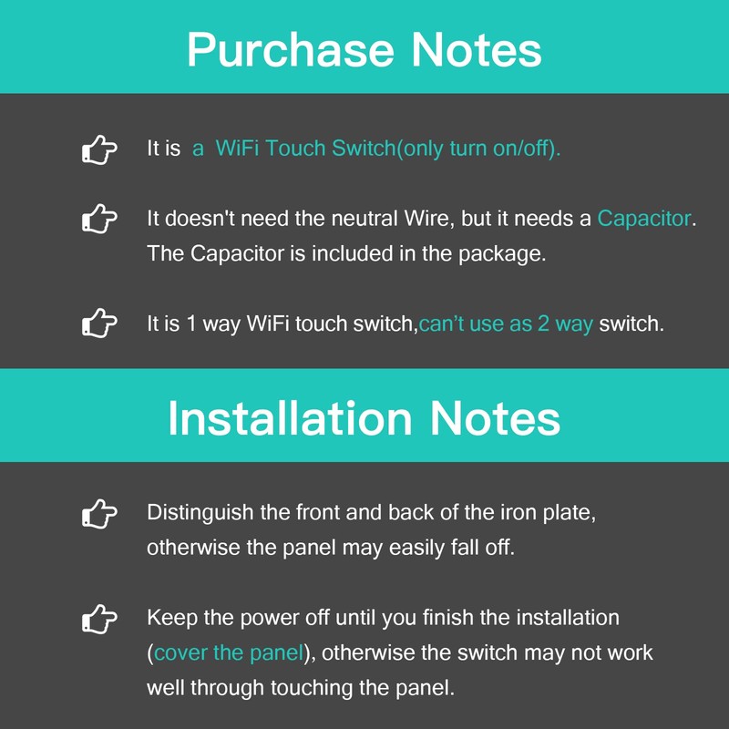 BSEED WiFi Touch Switch White,2 Gang 1 Way Smart Light